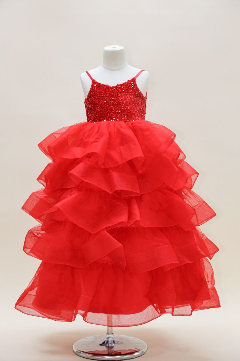Kate Printemps Rouge Paillettes Tulle Robe Enfant Pour la Photographie - Kate Backdrop FR