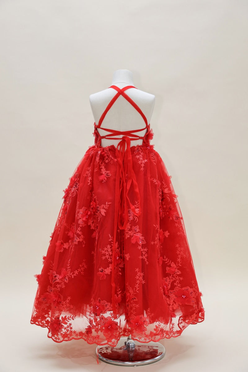 Kate Saint-Valentin Rouge Broderie Robe Enfant Pour la Photographie - Kate Backdrop FR