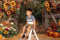 Kate Automne Tournesols Citrouilles Forêt Toile de fond conçue par Emetselch