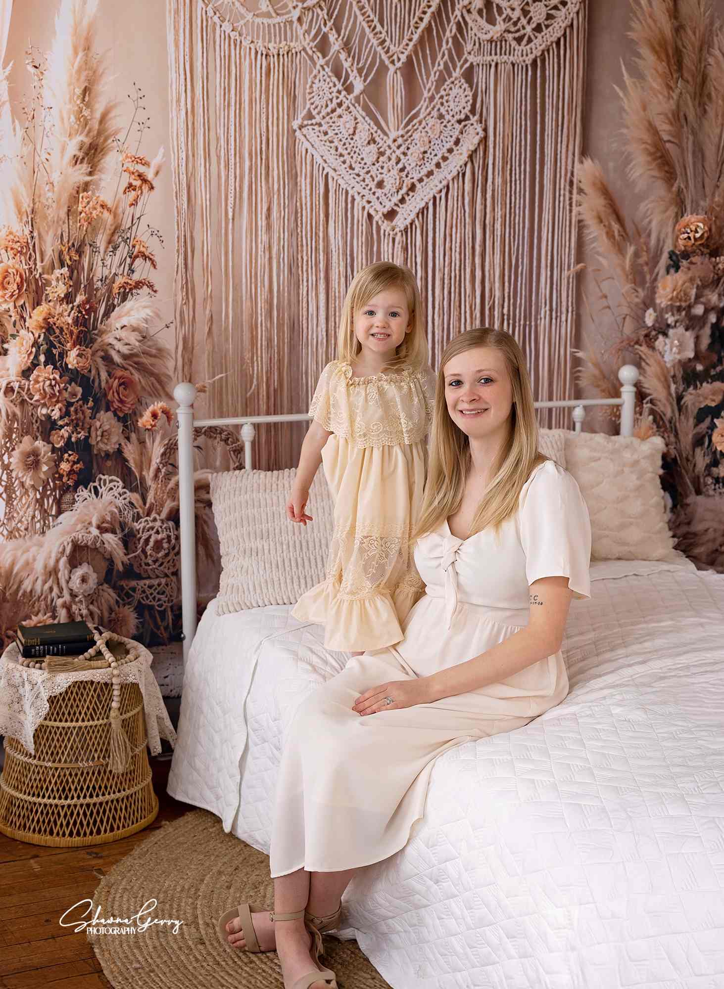 Kate Bohème Macramé Floral Beige Toile de fond conçue par Emetselch - Kate Backdrop FR
