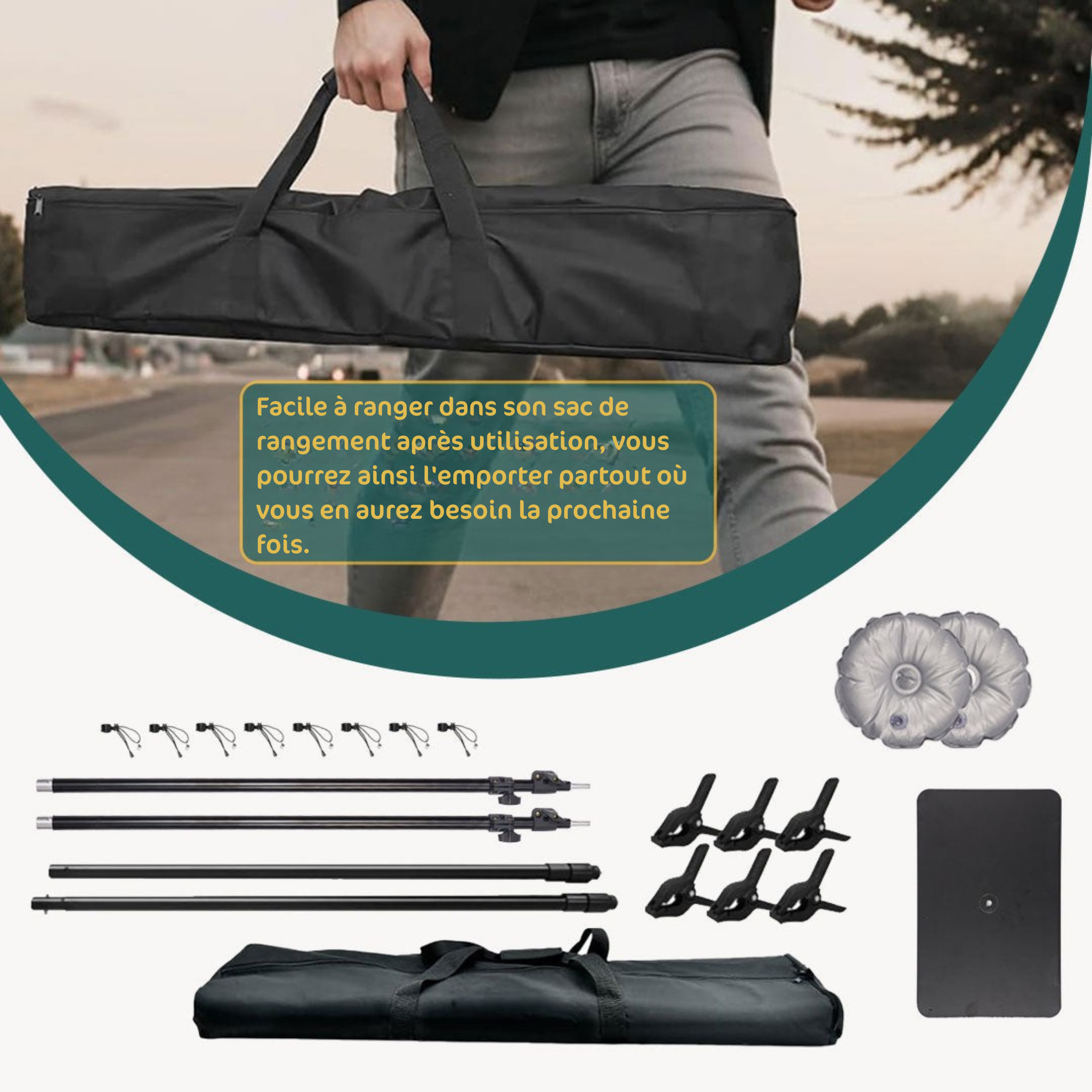 Kate Support Réglable à Base Carrée Léger 3x2,4m pour Fond et Papier Photographie