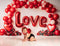 Kate Saint Valentin Roses Arche de ballons Cœur Toile de fond conçue par Emetselch - Kate Backdrop FR