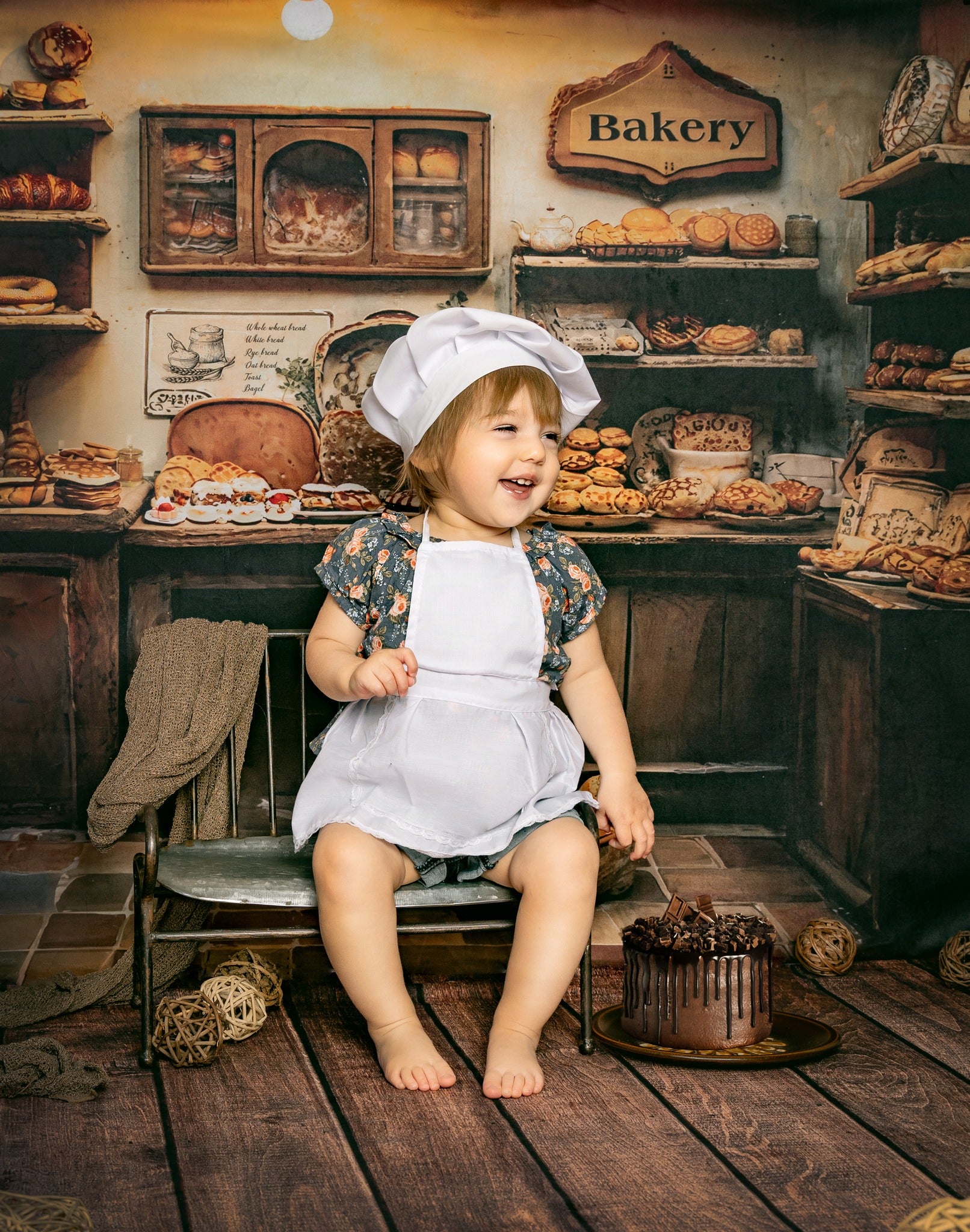Kate Rétro Chambre en bois Boulangerie Toile de fond conçue par Emetselch - Kate Backdrop FR