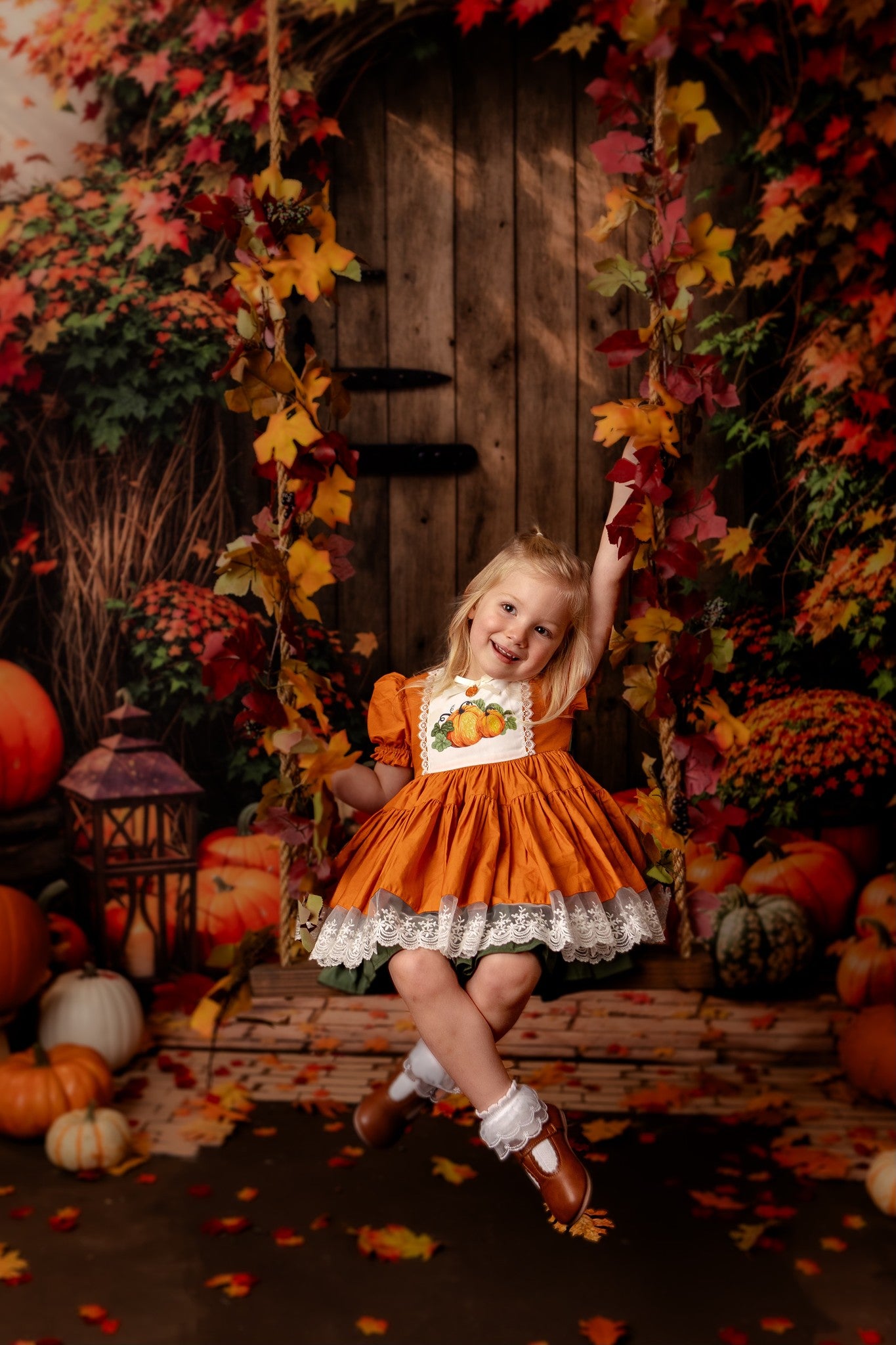 Kate Automne Feuille d'érable Citrouille Porte Toile de fond conçue par Emetselch - Kate Backdrop FR