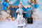 Kate Anniversaire Bleu Cirque Tente Ballon Toile de fond conçu par Ashley Paul - Kate Backdrop FR