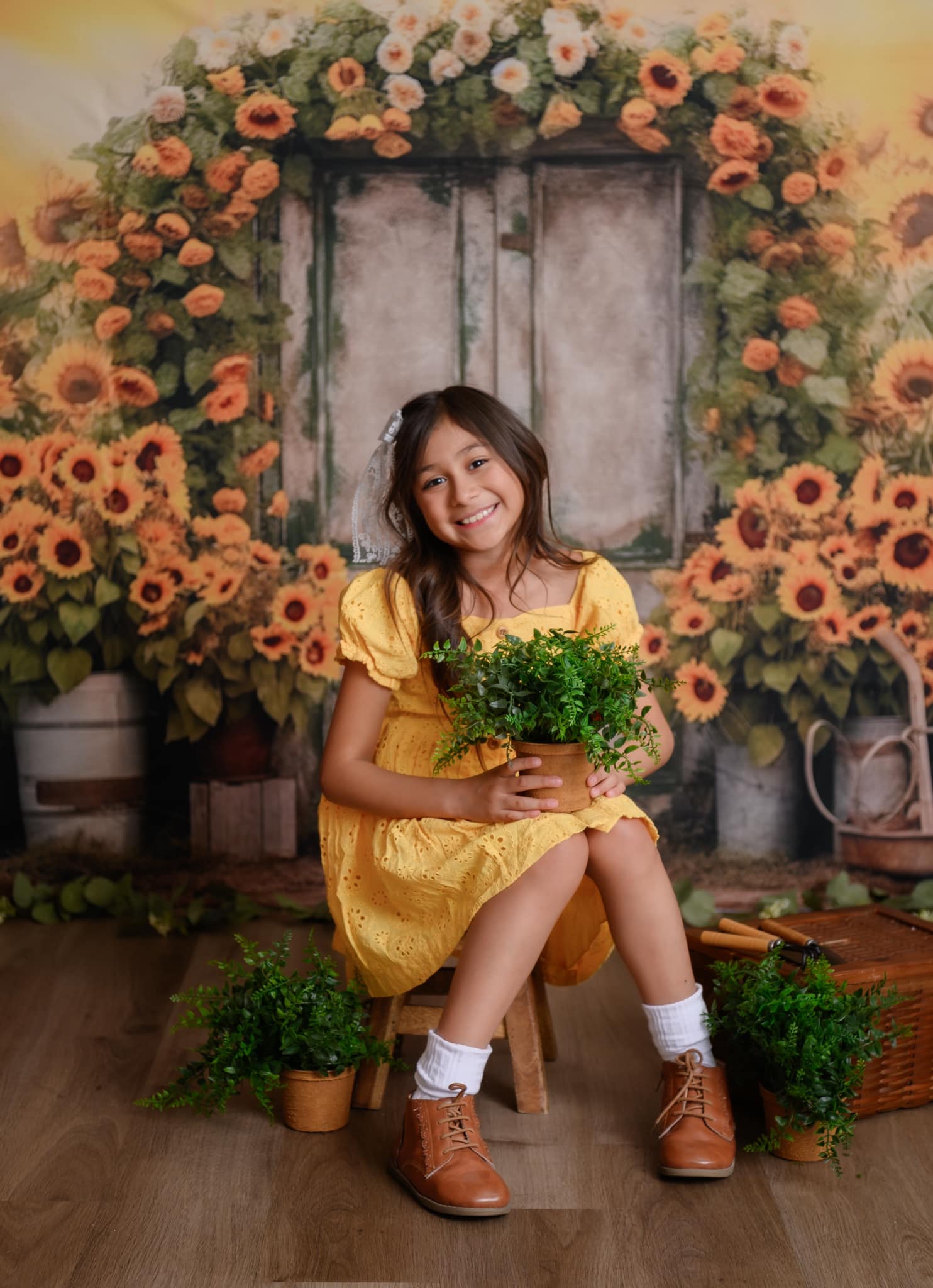 Kate Tournesol Automne Été Porte Jaune Toile de fond pour la photographie - Kate Backdrop FR