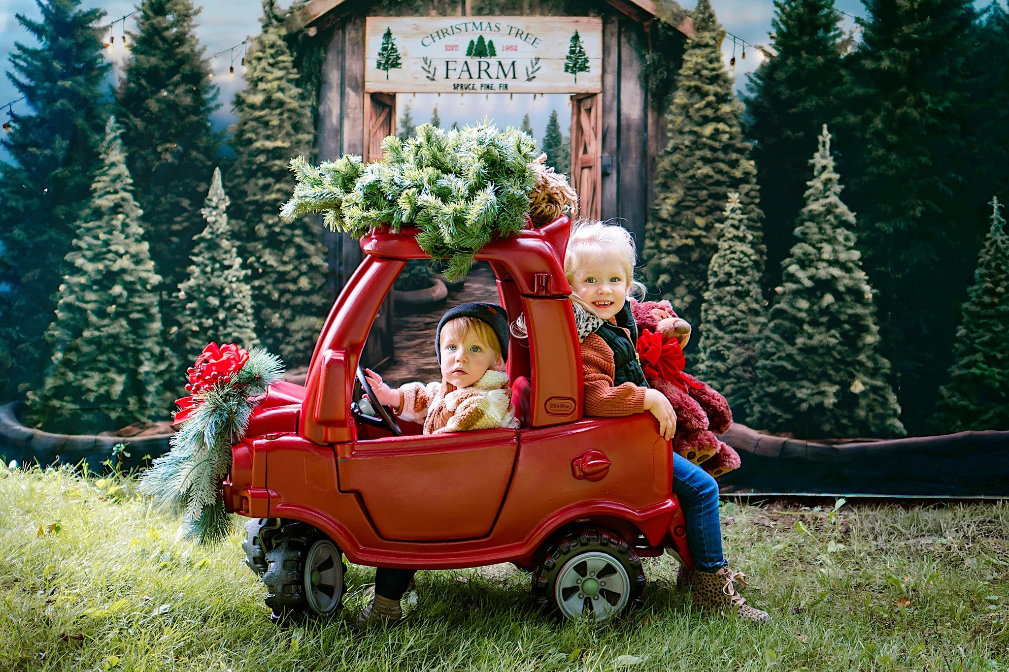 Kate Ferme Arbre de Noël Porte Toile de fond pour la photographie