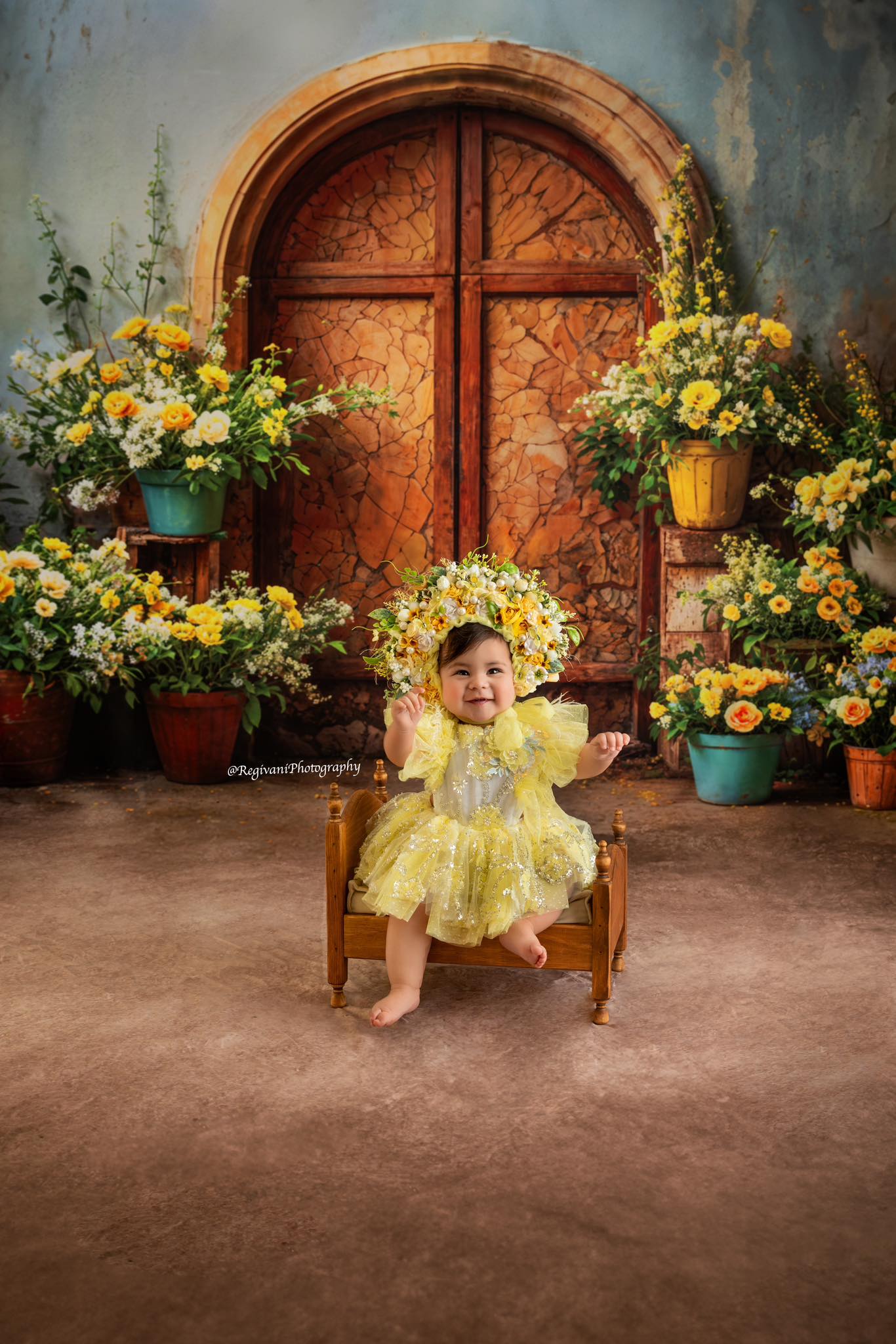 Kate Printemps Fleurs jaunes Vieille Porte Toile de fond conçue par Emetselch - Kate Backdrop FR