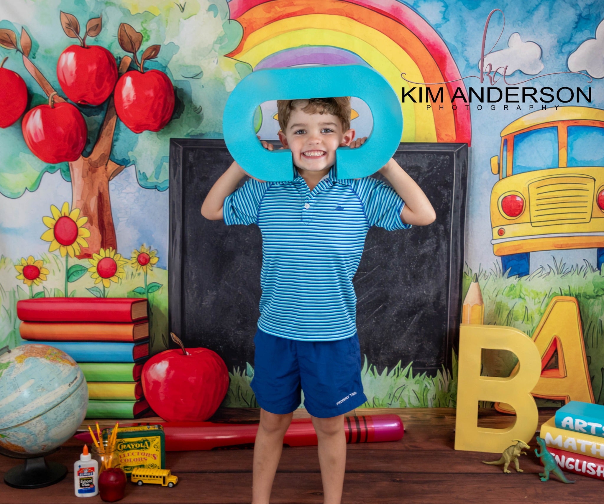 Kate École Tableau noir Arc-en-ciel Pommes Toile de fond conçue par Mini MakeBelieve - Kate Backdrop FR