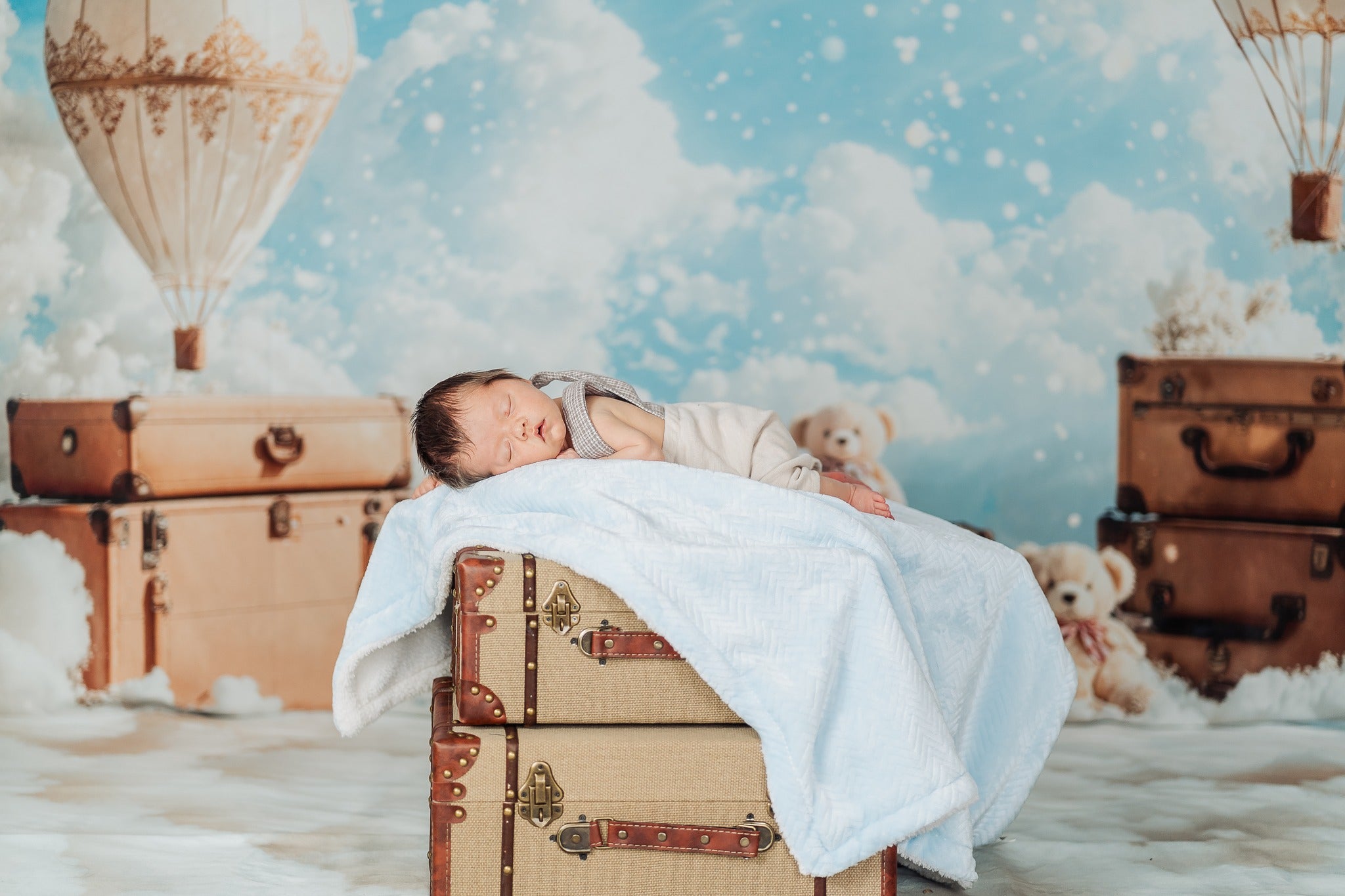 Kate Montgolfières Nuages Voyage Ciel Enfant Toile de fond conçue par Emetselch - Kate Backdrop FR