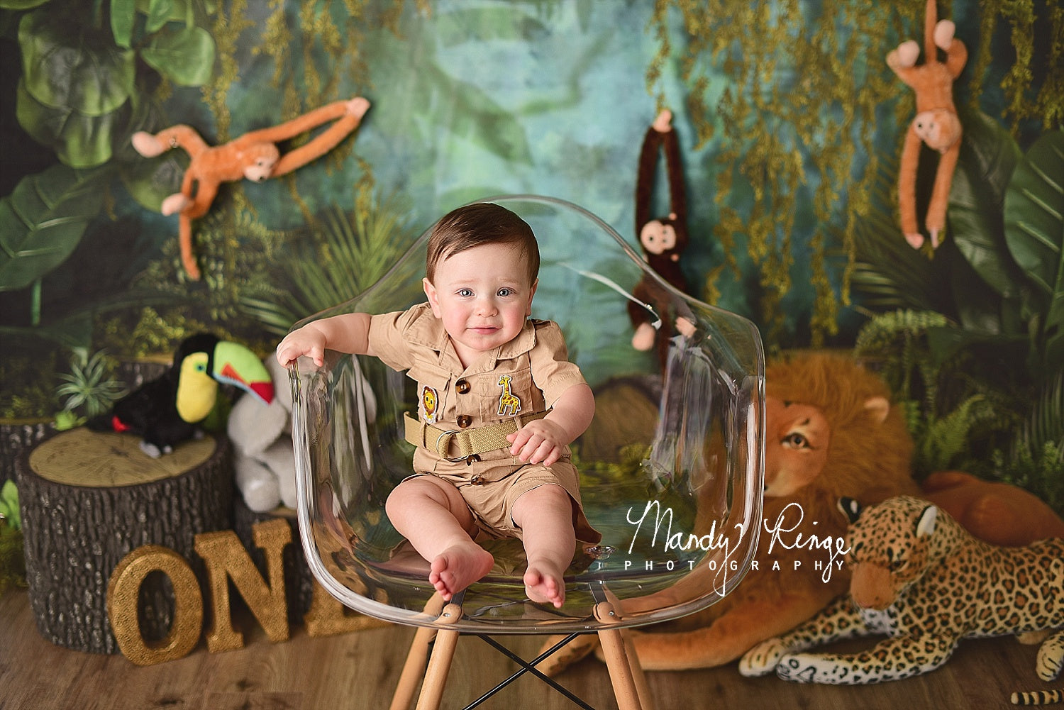 Kate Jungle Animal Cake Smash Enfant Toile de fond conçue par Mandy Ringe - Kate Backdrop FR