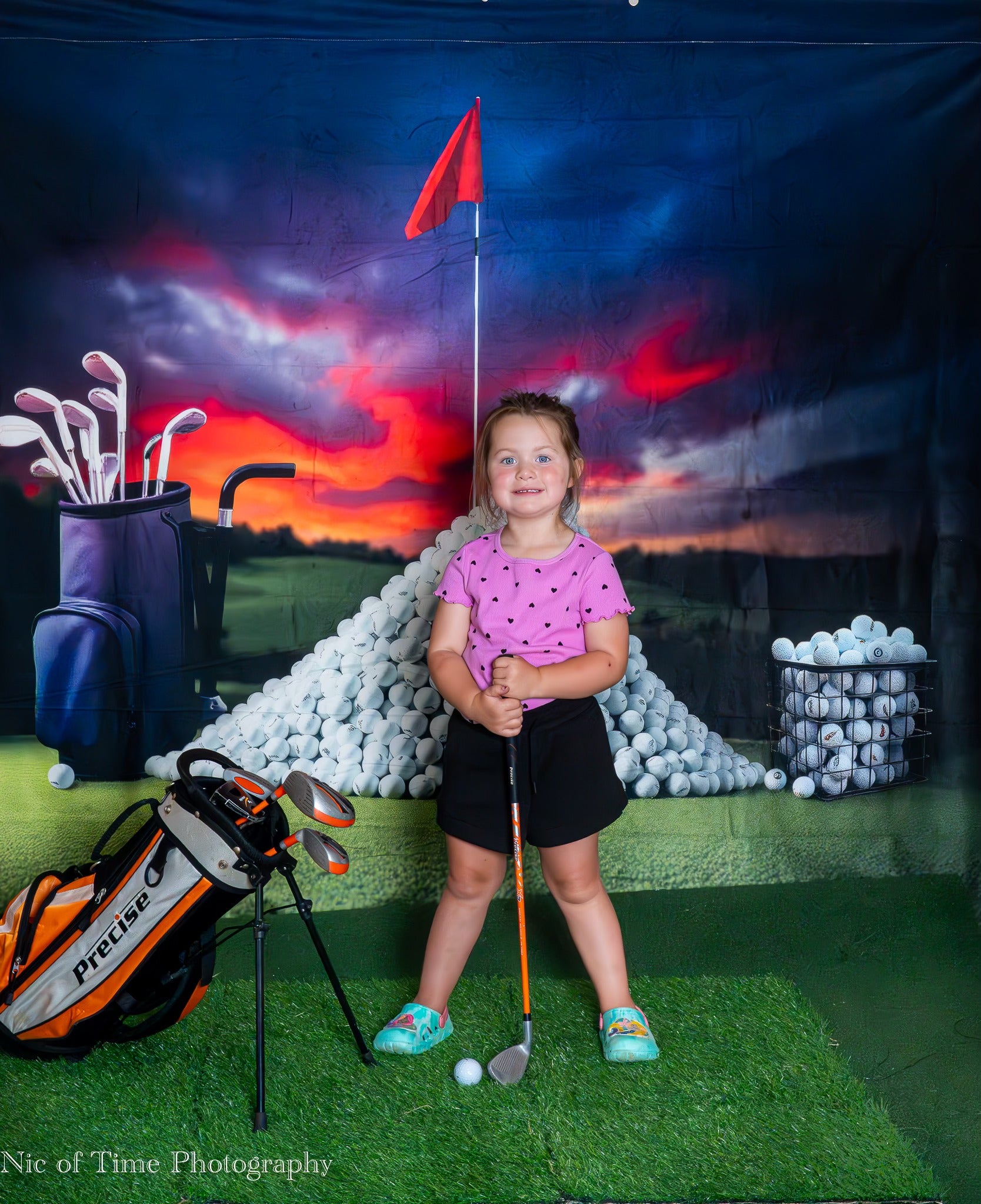 Kate Golf Coucher de soleil Sports Toile de fond conçue par Laura Bybee - Kate Backdrop FR