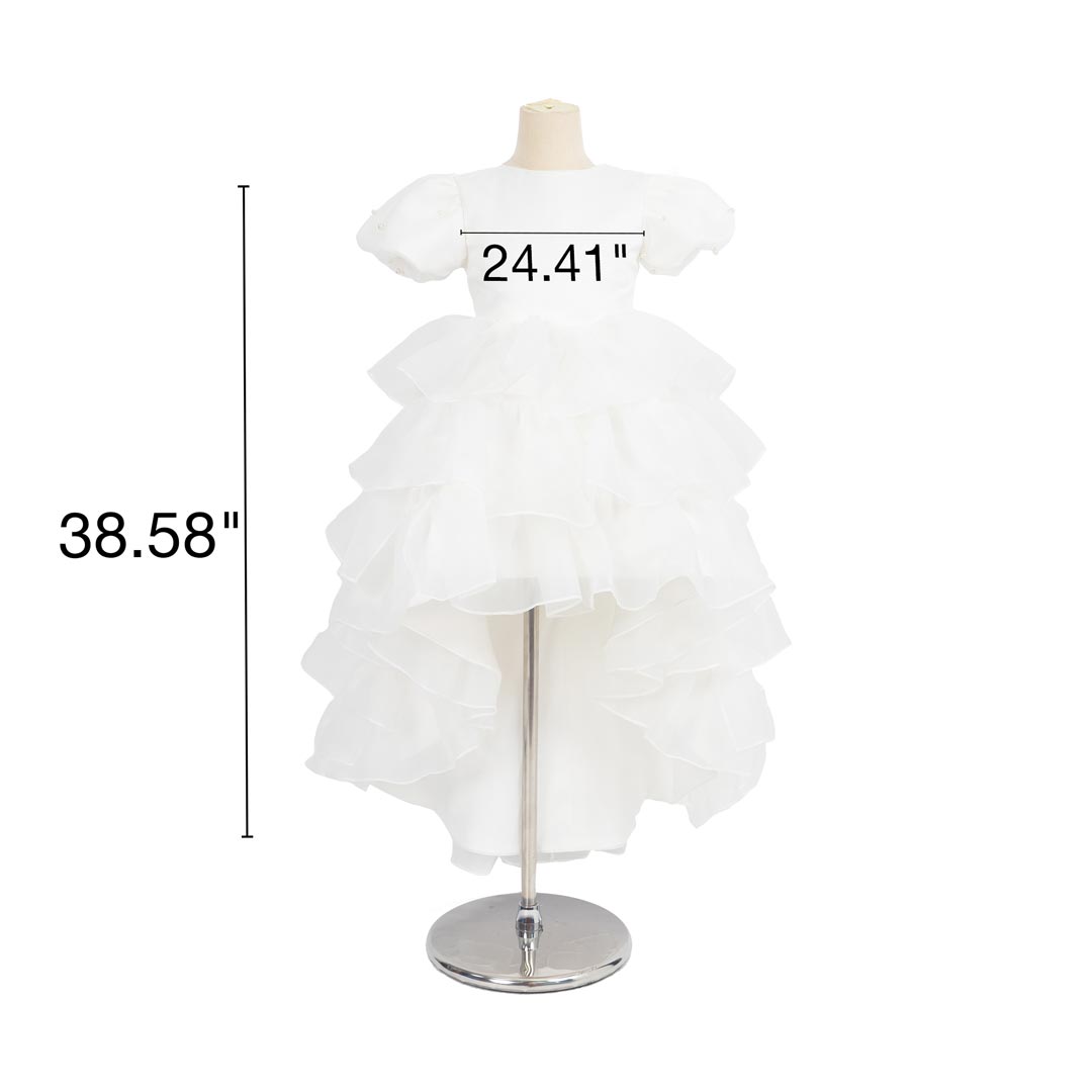 Kate Blanc Maillage Longue Robe pour Enfants avec Serre-tête Perlé - Kate Backdrop FR