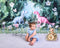 Kate Anniversaire Dinosaure Jungle Fleur Toile de fond conçu par Ashley Paul - Kate Backdrop FR