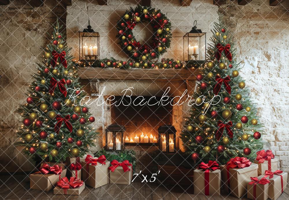 Kate Sapin de Noël Cheminée Lanternes Toile de fond conçue par Mini MakeBelieve