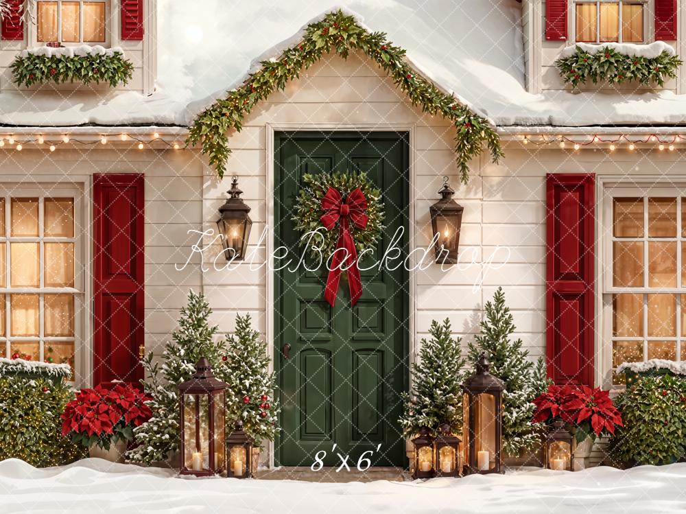 Kate Noël Maison Lanternes Neige Toile de fond en Laine conçue par Emetselch