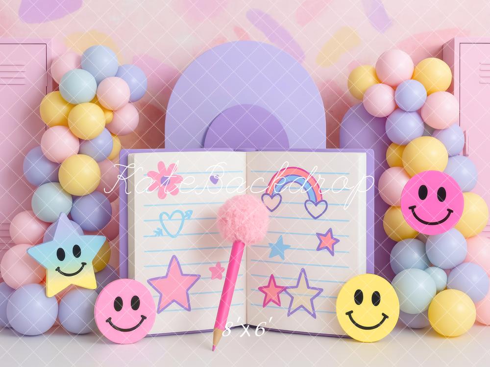 Kate Ballons Sourire Journal Pastel Toile de fond conçue par Mini MakeBelieve - Kate Backdrop FR