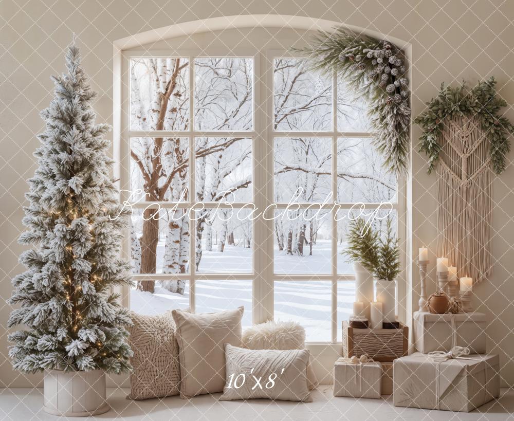 Kate Hiver Sapin Fenêtre Décor Toile de fond en Laine conçue par Emetselch - Kate Backdrop FR