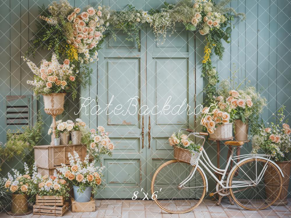 Kate Fleurs Porte Vélo Vintage Toile de fond en Laine conçue par Emetselch - Kate Backdrop FR