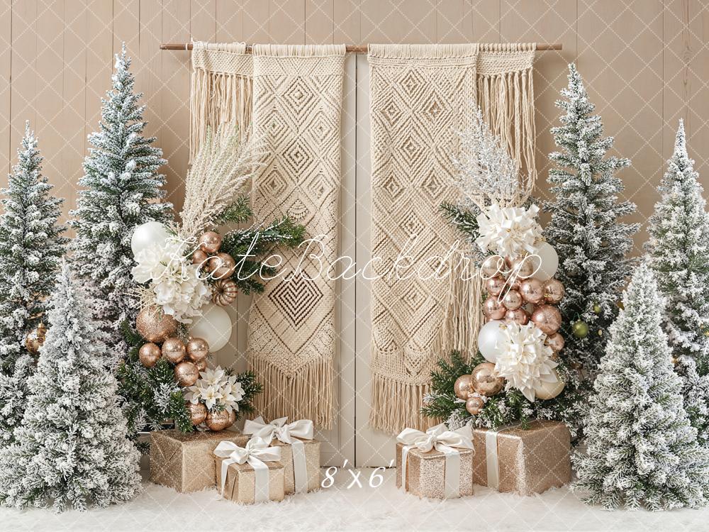 Kate Noël Hiver Sapins Bohème Toile de fond en Laine conçue par Emetselch