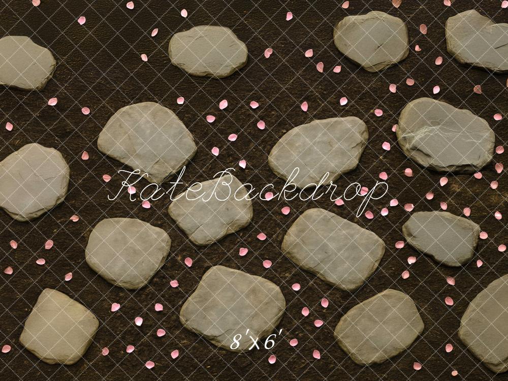 Kate Pierres Marron Pétales Sol Toile de fond conçue par Mini MakeBelieve - Kate Backdrop FR