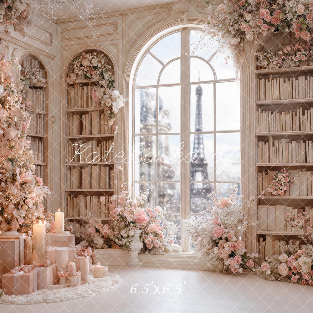 Kate Bibliothèque Fleurs Rose Paris Toile de fond conçue par Ashley Paul