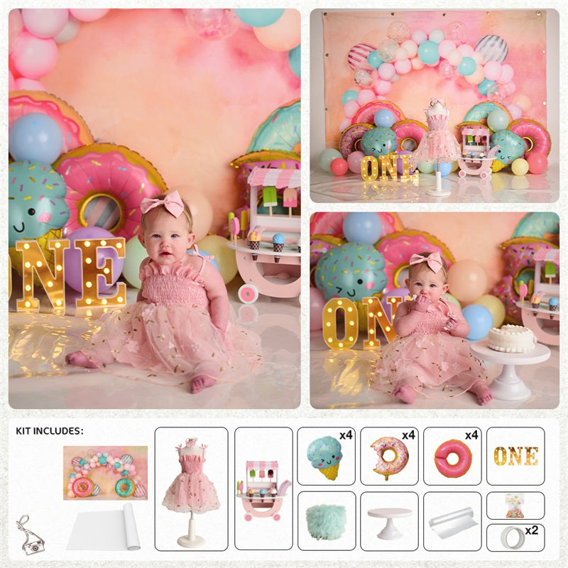 Kate Ballons Annviersaire Donut Kit Photo - Kate Backdrop FR
