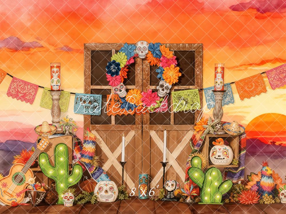 Kate Mexicain Halloween Porte Cactus Toile de fond en Laine conçue par Emetselch