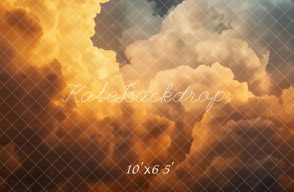 Kate Nuages Orange Gris Toile de fond en Laine conçue par Emetselch - Kate Backdrop FR