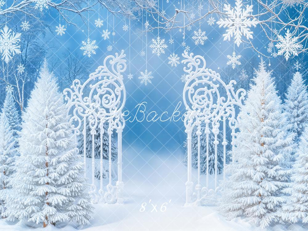 Kate Hiver Neige Portail Arbres Flocons Toile de fond conçue par Emetselch