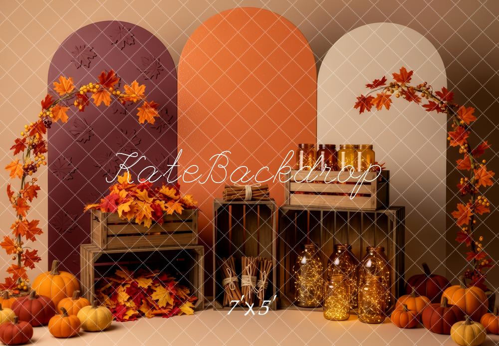 Kate Automne Citrouilles Feuilles Caisses Arches Toile de fond conçue par Patty Roberts