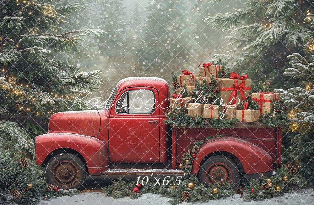 Kate Noël Camion Cadeaux Sapins Toile de fond en Laine conçue par Emetselch - Kate Backdrop FR
