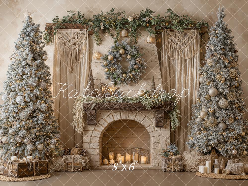 Kate Noël Cheminée Sapins Décor Toile de fond en Laine conçue par Emetselch - Kate Backdrop FR