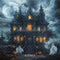 Kate Halloween Manoir Fantômes Citrouilles Nuit Toile de fond conçue par Emetselch - Kate Backdrop FR
