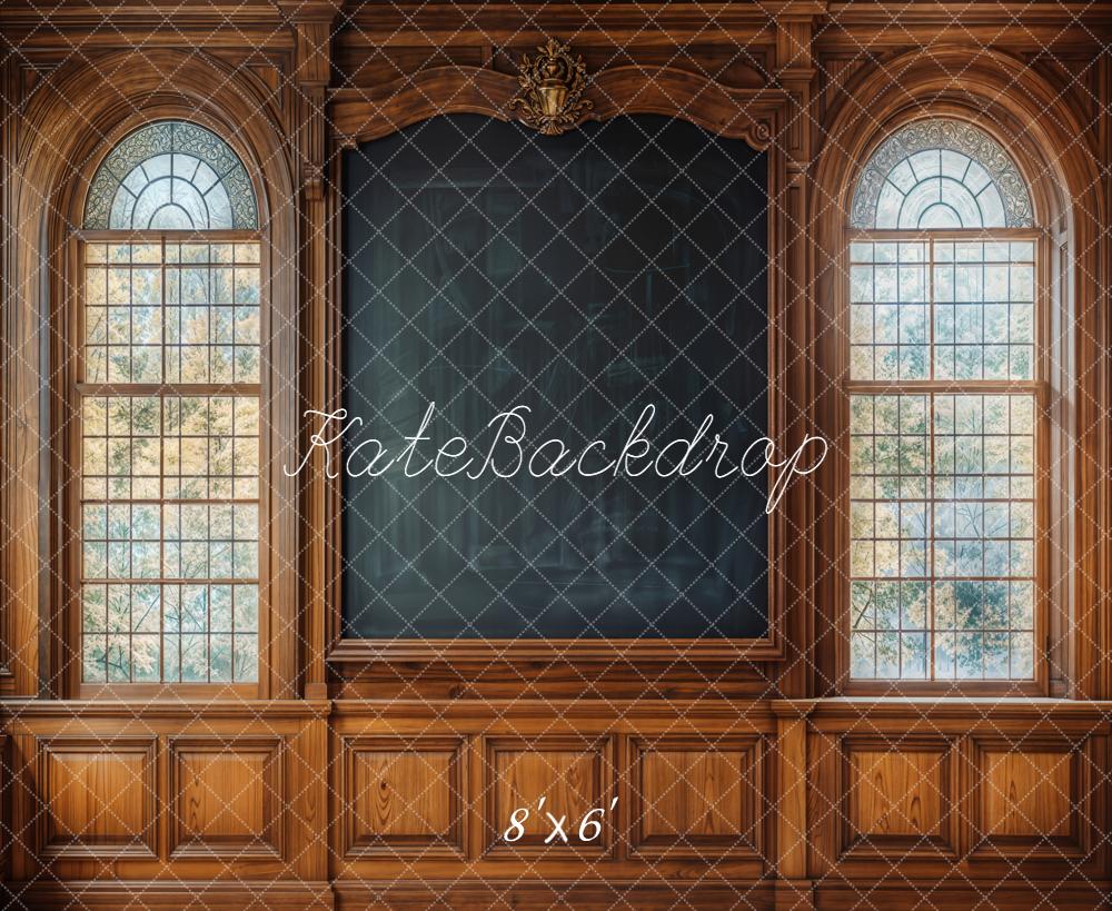 Kate Classe Bois Tableau Noir Fenêtres Toile de fond conçue par Emetselch - Kate Backdrop FR