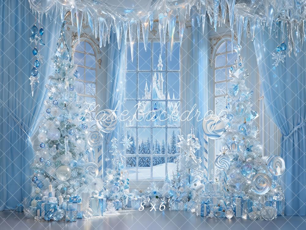 Kate Noël Château Hiver Glace Bleu Toile de fond conçue par Emetselch - Kate Backdrop FR