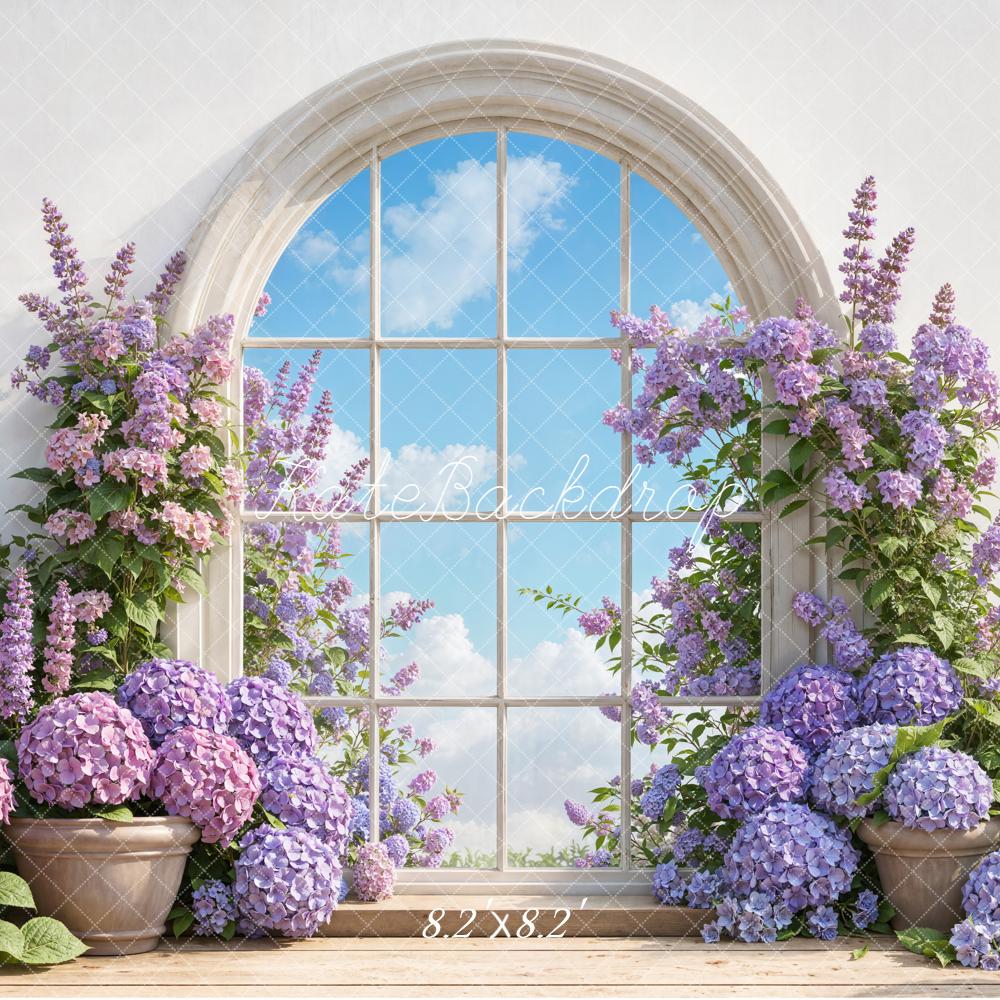 Kate Arche Fenêtre Fleurs Violettes Toile de fond conçue par Emetselch - Kate Backdrop FR