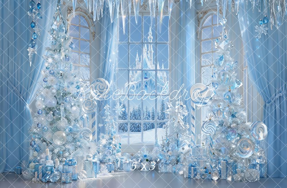 Kate Noël Château Hiver Glace Bleu Toile de fond conçue par Emetselch - Kate Backdrop FR