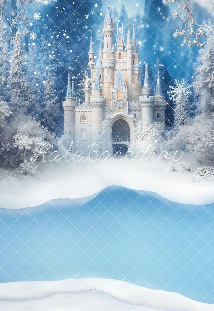 Kate Château Forêt Neige Hiver Toile de fond conçue par Emetselch