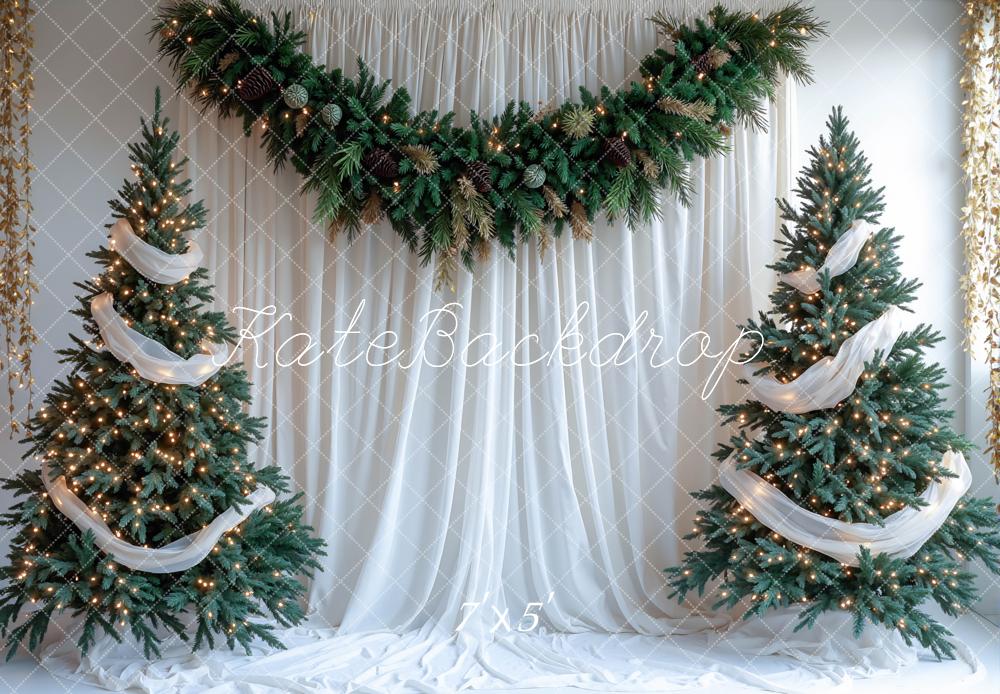Kate Sapins de Noël Rideaux Blanc Toile de fond conçue par Mini MakeBelieve - Kate Backdrop FR