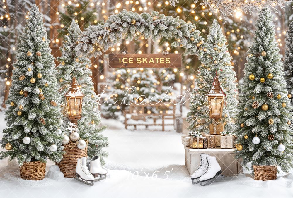 Kate Hiver Arbre Arche Patins Toile de fond en Laine conçue par Emetselch - Kate Backdrop FR