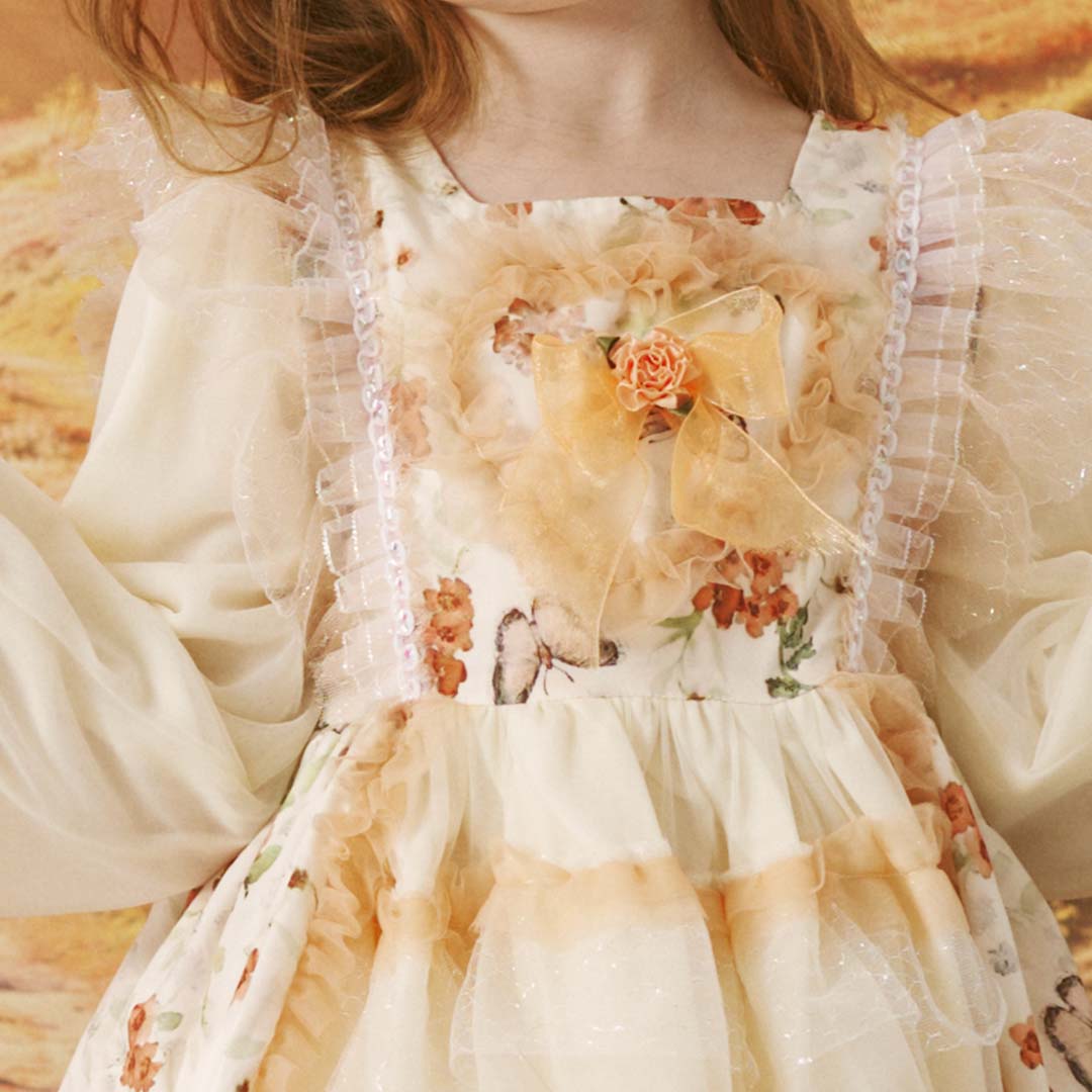 Kate Automne Halloween Floral Jaune Blanc Robe Enfant Pour la Photographie - Kate Backdrop FR