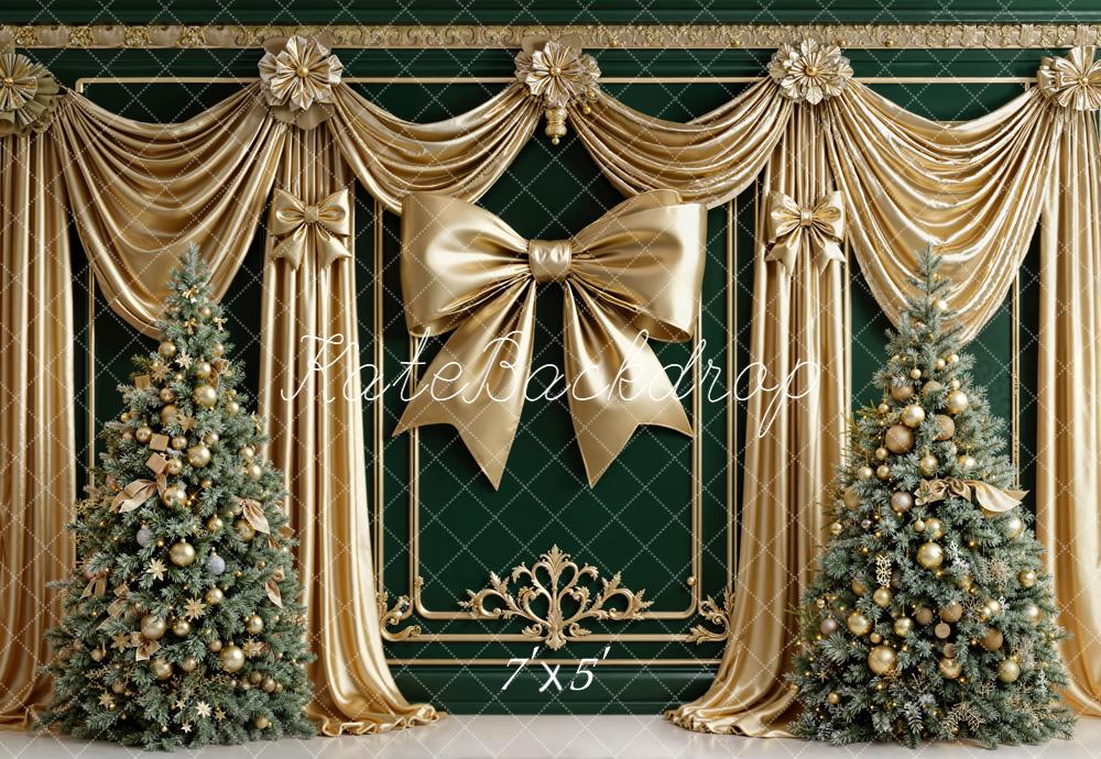 Kate Noël Sapin Rubans Doré Vintage Toile de fond conçue par Emetselch - Kate Backdrop FR