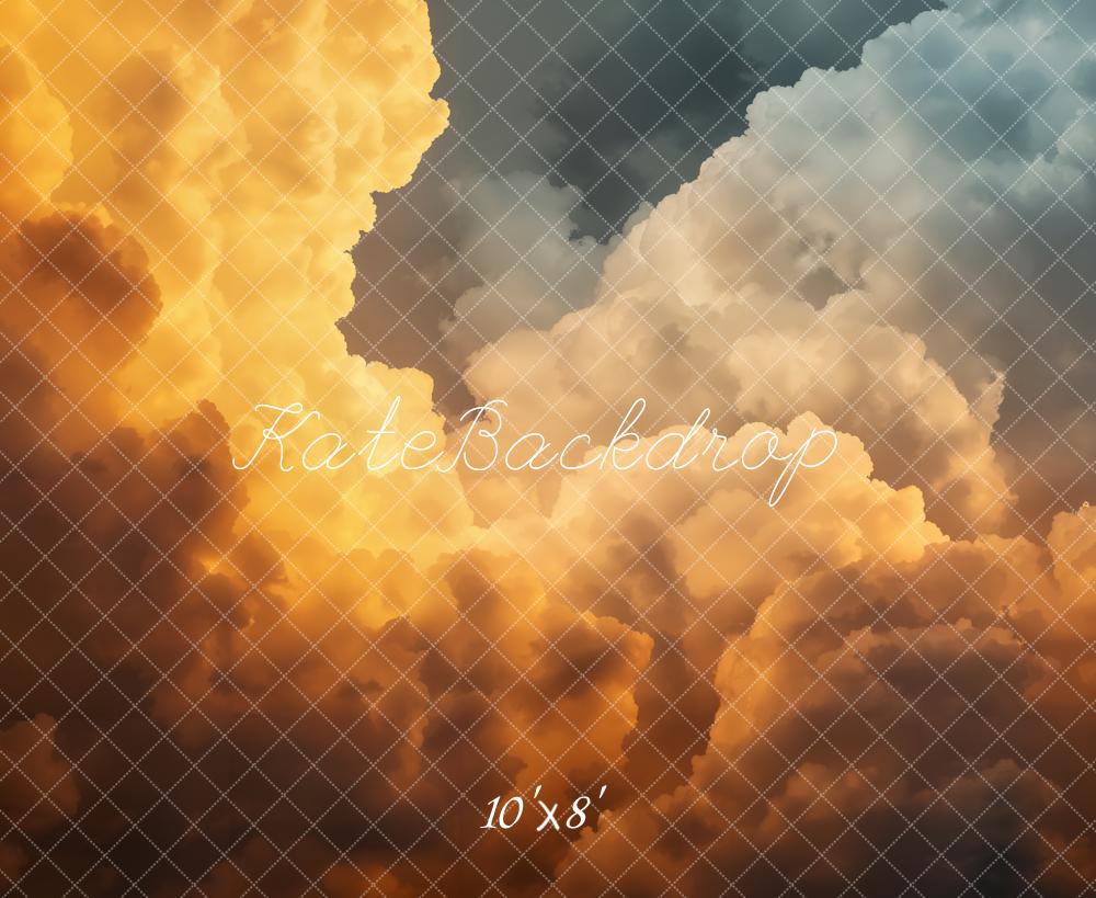 Kate Nuages Orange Gris Toile de fond en Laine conçue par Emetselch - Kate Backdrop FR