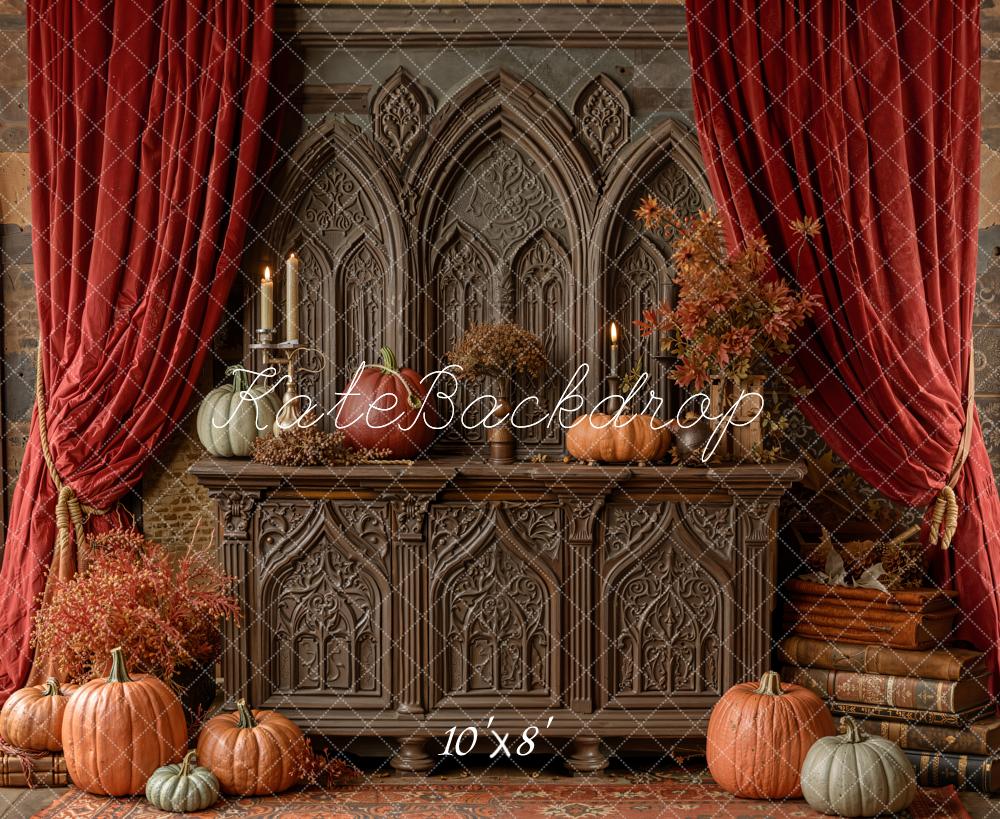 Kate Automne Citrouilles Rideaux Gothique Toile de fond en Laine conçue par Emetselch - Kate Backdrop FR