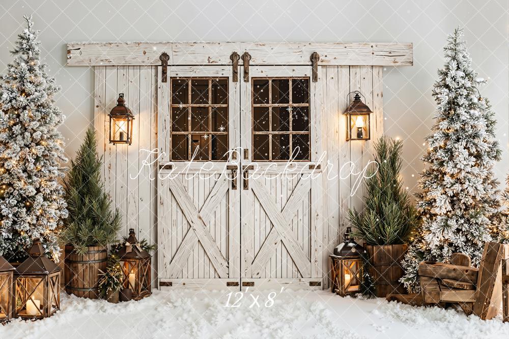 Kate Hiver Porte Bois Sapins Neige Toile de fond conçue par Emetselch