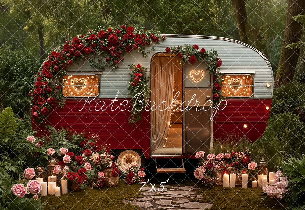 Kate Camping-car Saint Valentin Fleurs Forêt Toile de fond conçue par Emetselch - Kate Backdrop FR