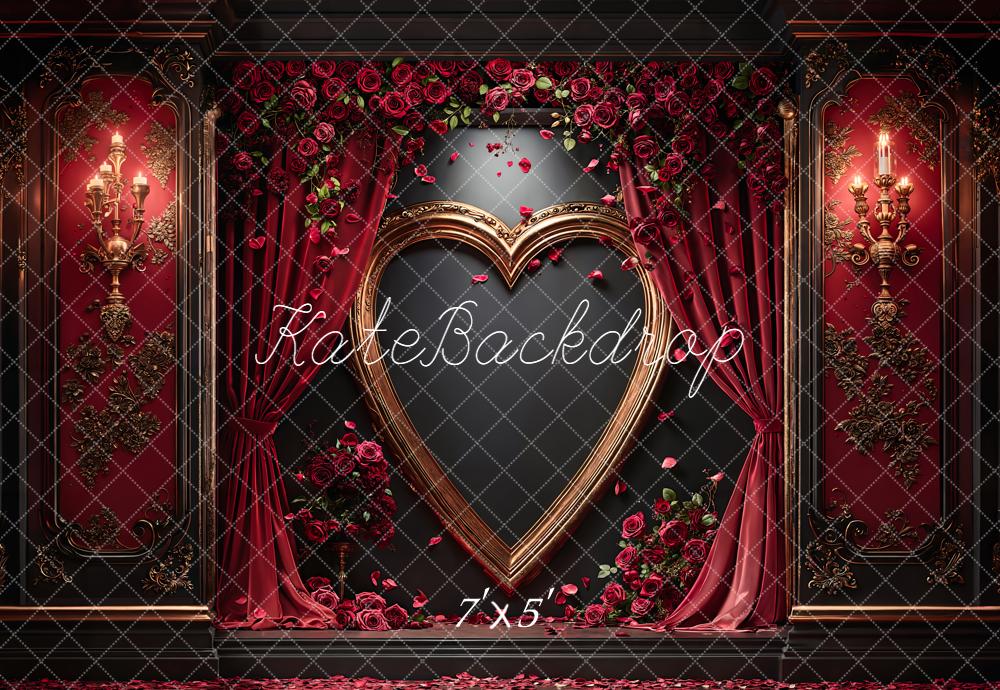 Kate Saint Valentin Coeur Rideaux Roses Toile de fond conçue par Emetselch