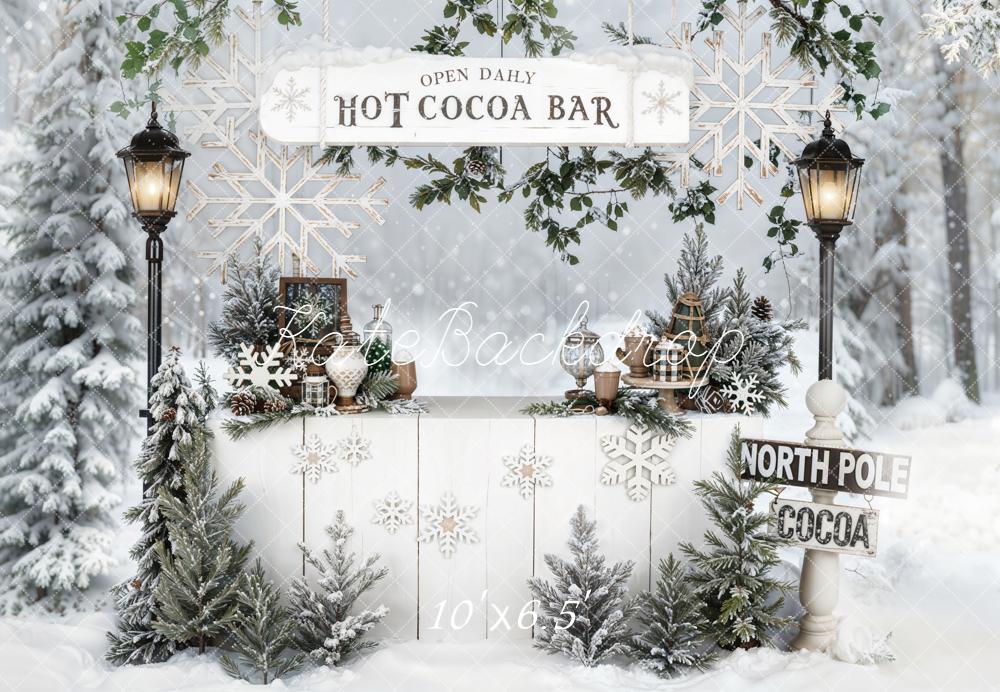 Kate Hiver Bar Cacao Forêt Neige Toile de fond en Laine conçue par Emetselch