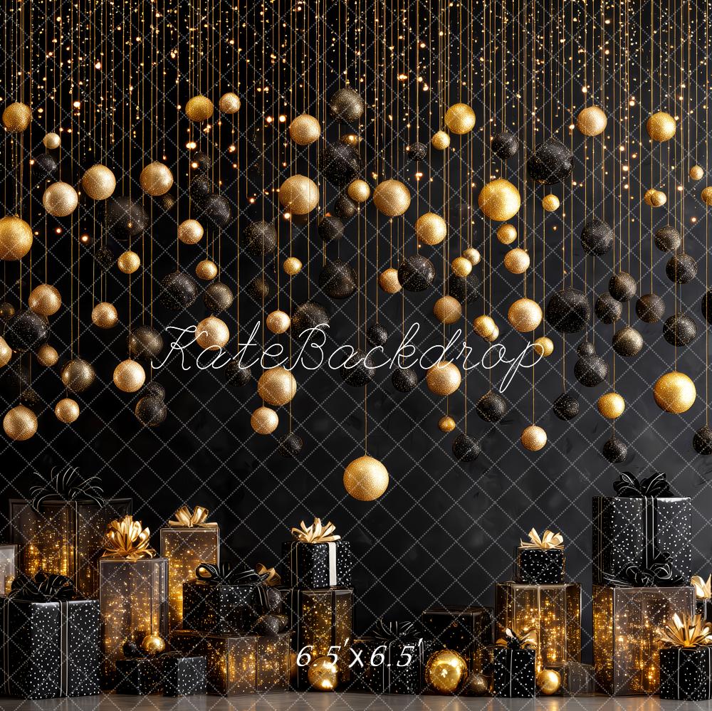 Kate Noël Cadeaux Ornements Or Noir Toile de fond conçue par Patty Roberts - Kate Backdrop FR